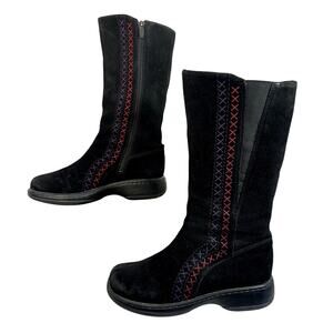 Dansko Mid Calf Leather Boots Womens SZ 38 Black Artsy Euro Comfort Portugal